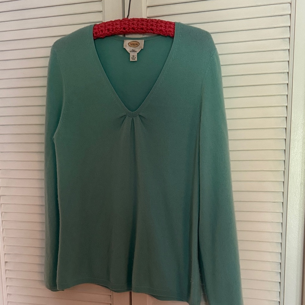Women's Teal V-Neck Talbots Pure Cashmere Sweaters